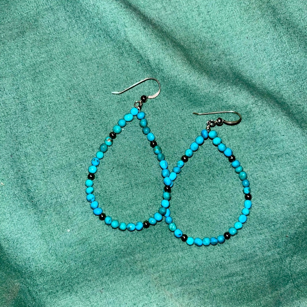 Turquoise Beaded Teardrop Earrings